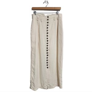 DEBORAH DEROO x VINTAGE 100% linen skirt button front midi skirt in ecru size‎ M